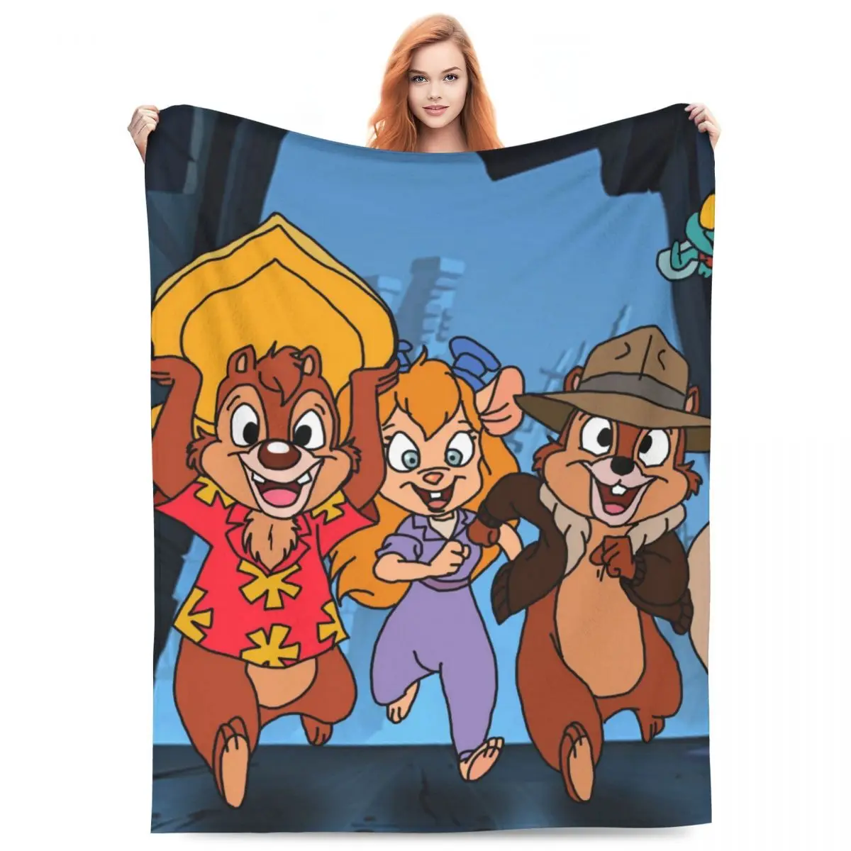 Chip 'N' Dale Funny Film Super Warm Blanket Decorative Plush Bedding Throws Fashion Couch Chair Flannel Bedspread Sofa Bed Cover