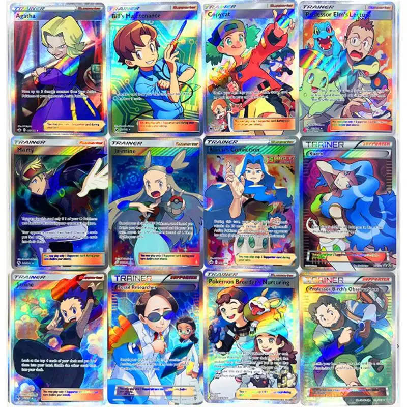 55PC/Set Anime Pokemon DIY ACG Laser Flash Card Misty Ash Ketchum May Toys for boys Collectible Cards Christmas Birthday Present