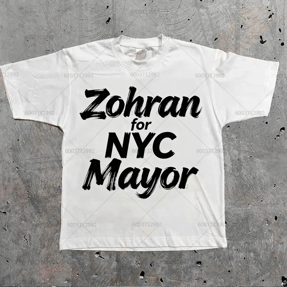 تي شيرت رجالي ملابس الشارع الشهير Zohran لمدينة نيويورك مايور مضحك ميمي خمر قصيرة الأكمام تي شيرت المرأة كبيرة الحجم Harajuku س الرقبة الهيب هوب للجنسين