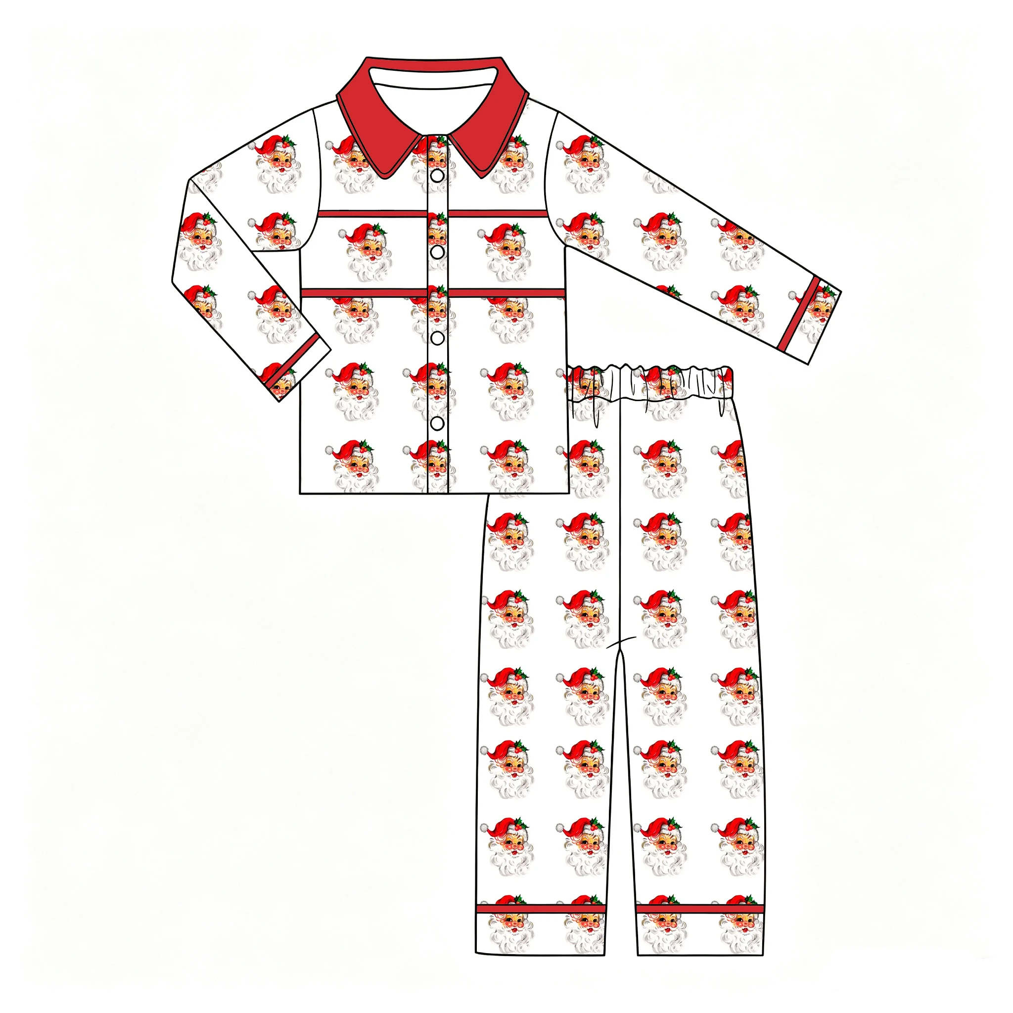 Christmas Print Children Clothing Fashion Kids Christmas Clothes Santa Baby Girls Boy Set Milk Silk Casual 2 Piece Set