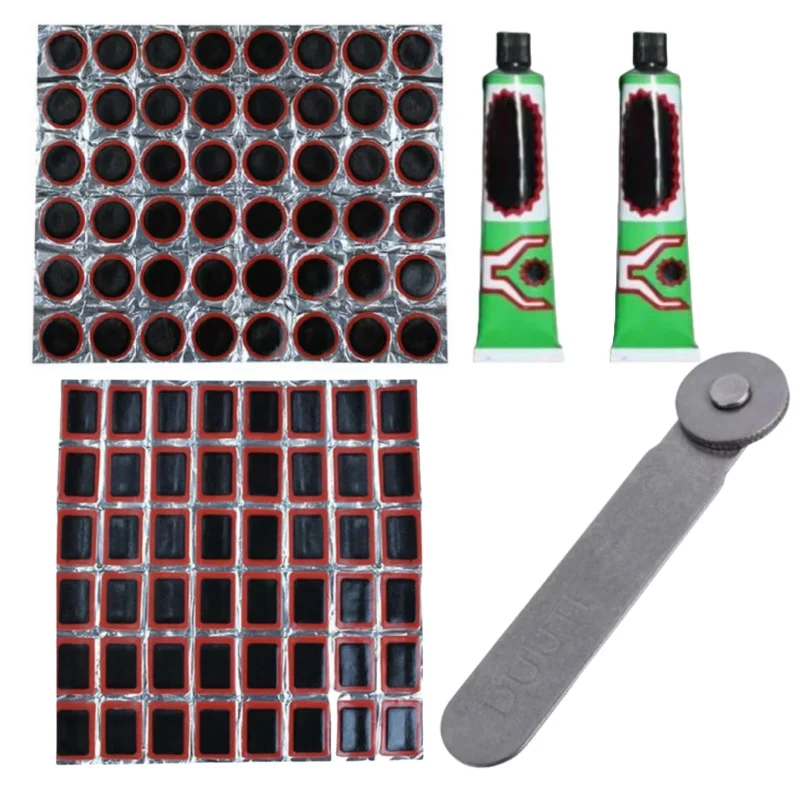 Bike Tire Repair Kit - Bycicle Inner Tube Puncture Patch Kits with 48PCS Tire Patches for Motorcycle BMX Cycling MTB Road Mounta