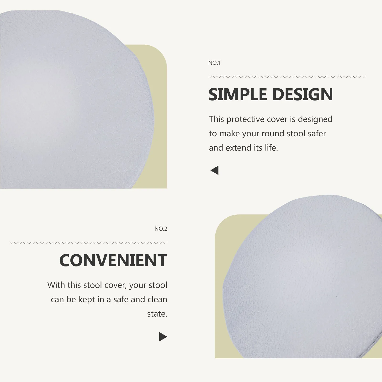 

Round Stool Cover High Grade Material Protector Grey Cloth Pure Color Long Lasting Dust Proof Practical Bar Stool
