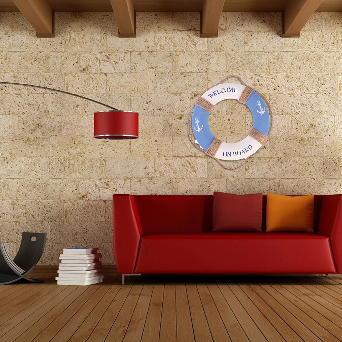 

Nautical Lifebuoy Wall Sign 30cm Red Home Decor Beach Garden Seaside Theme Party Decoration Door Hanging Welcome Sign Ornament