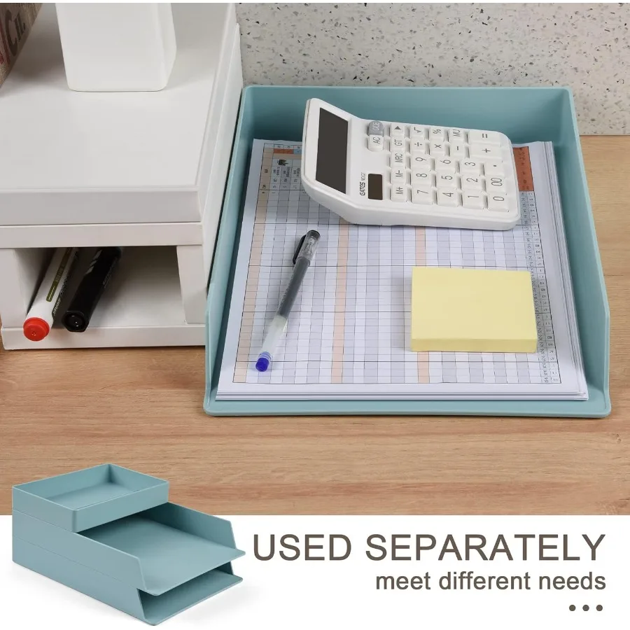 صينية مكتب بلاستيكية من طبقتين من BlueStack - منظم رسائل قابل للتكديس لإيصالات المجلات الورقية مقاس A4 مثالية للمكتب المنزلي والأعمال #6