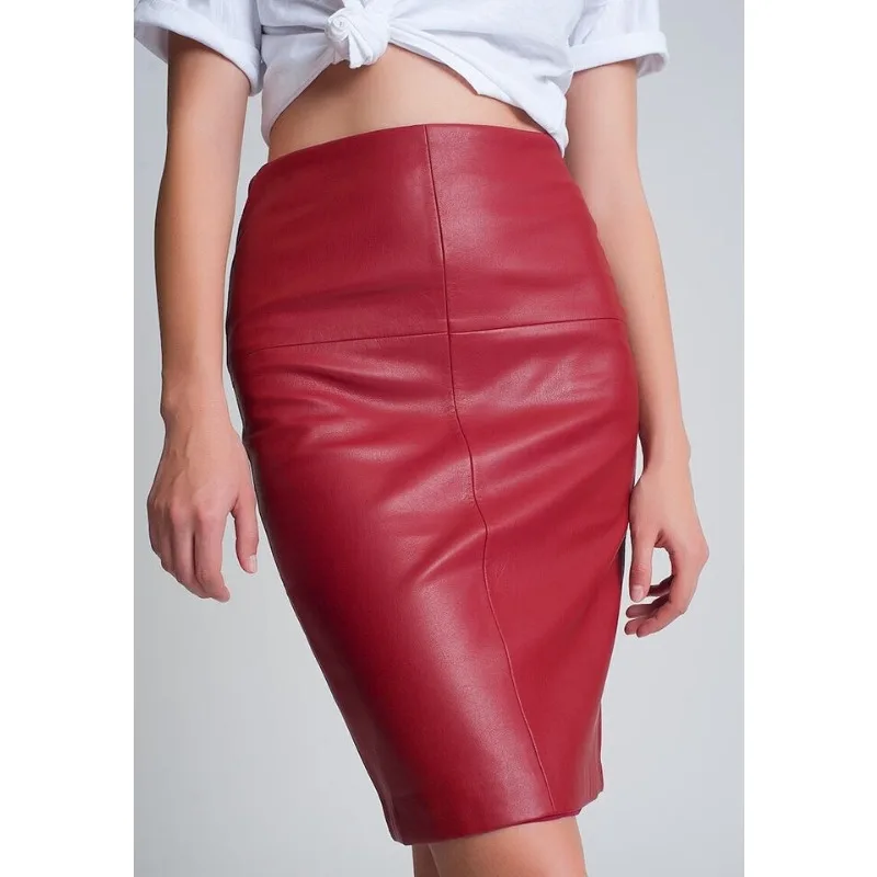 

Women HOT Party Wear 100% Lambskin Leather Skirt Soft & Smooth Red Fashion Skirt