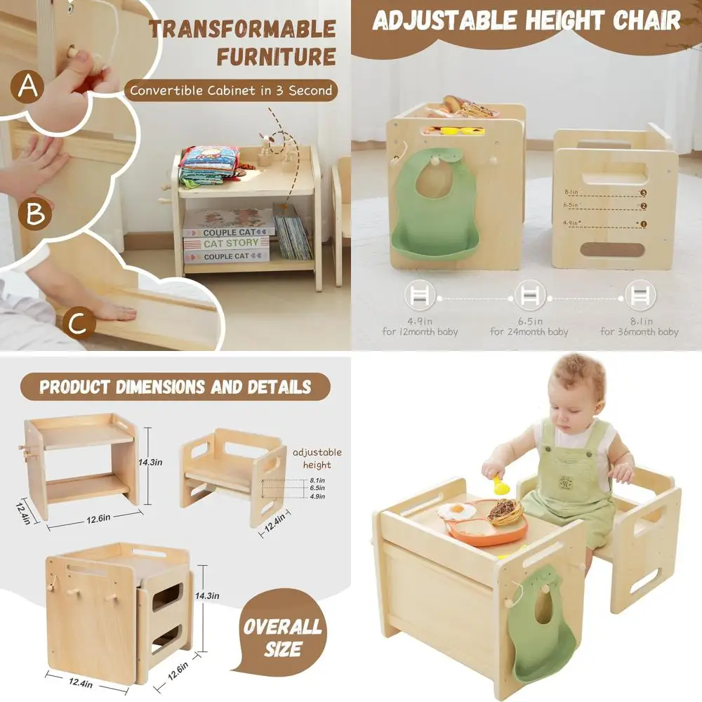 

Adjustable Montessori Toddler Table and Chair Set for Dining, Learning, and Play