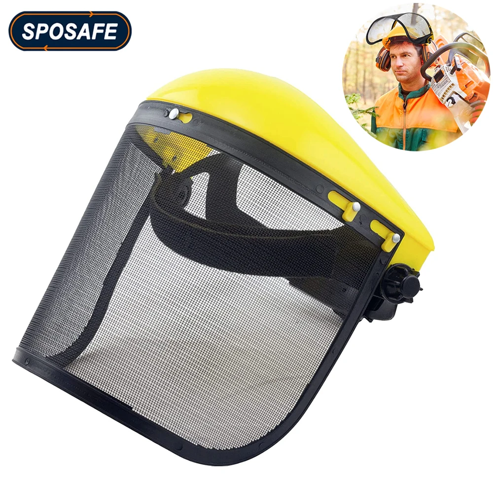 Safety Mask with Mesh Visor for Chainsaw Trimmer Pole Pruners, Protective Mask and Mesh Mask for Face Protection