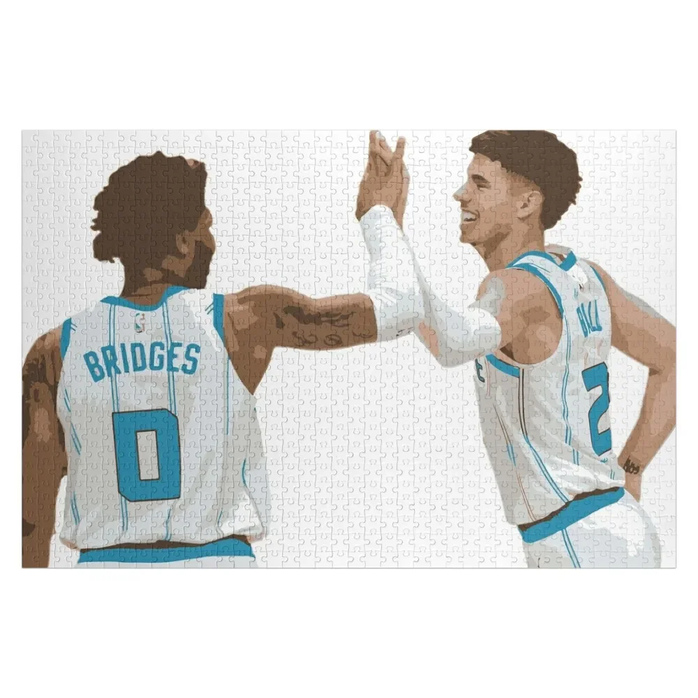 LaMelo Ball and Miles Bridges Jigsaw Puzzle Custom Wooden Name Picture Wooden Adults Puzzle