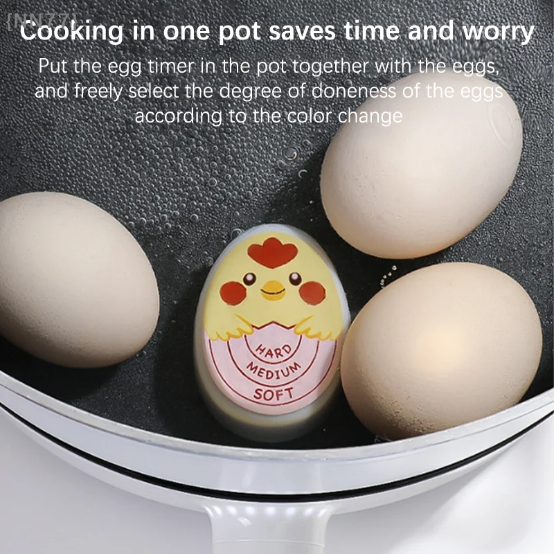 【Ja】Color Changing Boiled Egg Timer - For Perfect Soft or Hard Boiled Eggs, Eco-Friendly Pink Resin Kitchen Tool