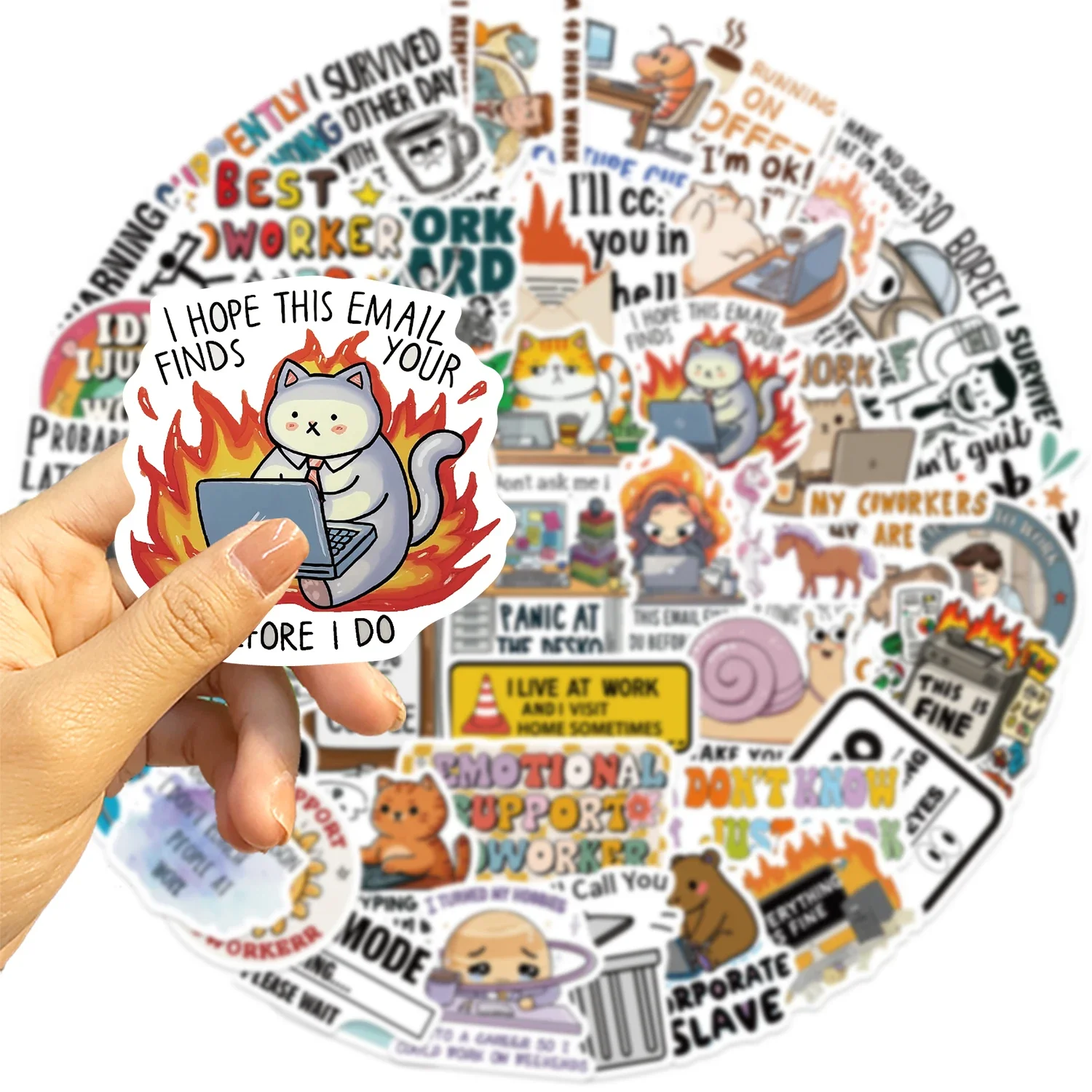10/50PCS Funny Work Meme Stickers Cartoon Decals Decoration DIY Notebook Fridge Phone Bike Laptop Guitar Graffiti Stickers