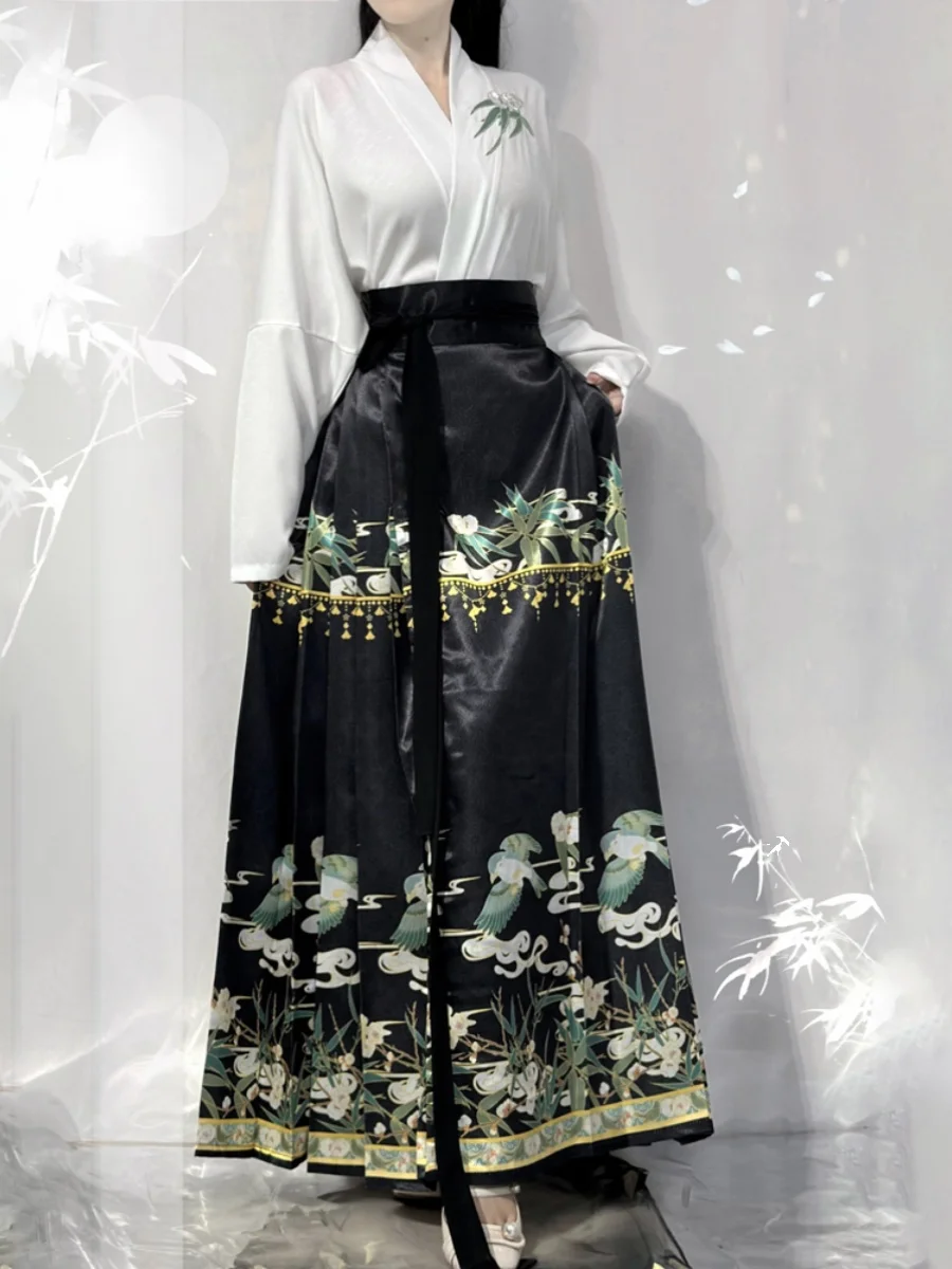M Dynastie Hanfu Dameskleding Chinese Stijl Paard Gezicht Rok Set Shirt Rok + Rok