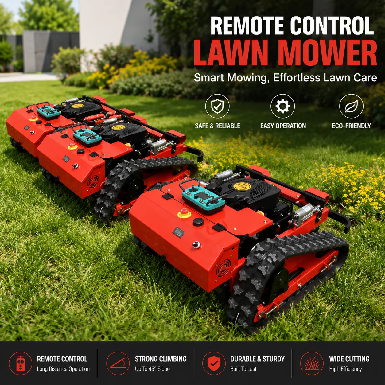 500mm Remote Control Lawn Mower with Crawler Tracks Heavy Duty Grass Cutter Slope Mowing Machine for Farm Garden