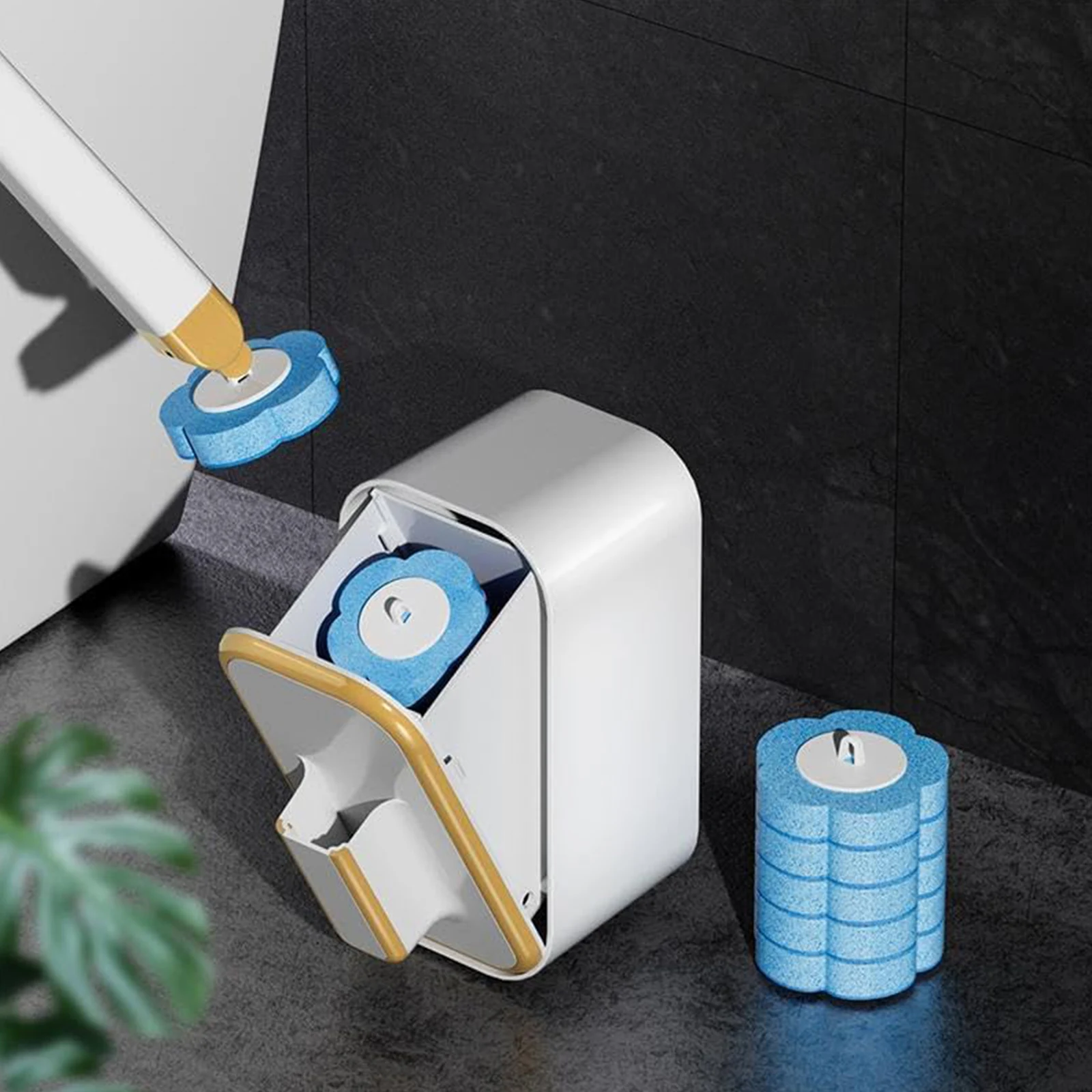 

Wall Mounted Toilet Brush with 36 Refill Heads and Holder Wall-Mount Scrubbing Toilet Brush for Wash Basins Mirrors Glass