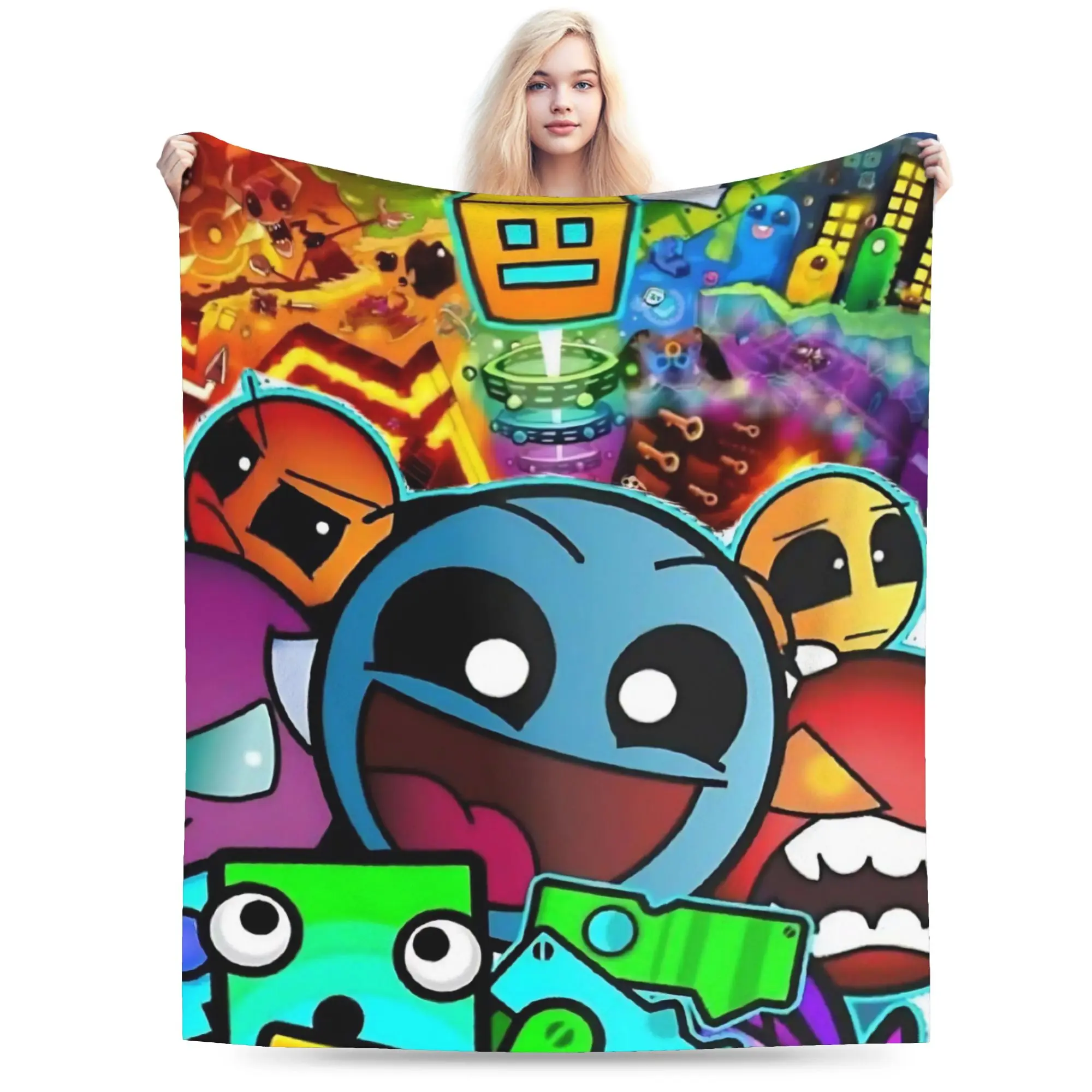 Geometry Dash Games Blanket Multi-size Soft and Lightweight  Throw Blankets for Couch Sofa and Bed