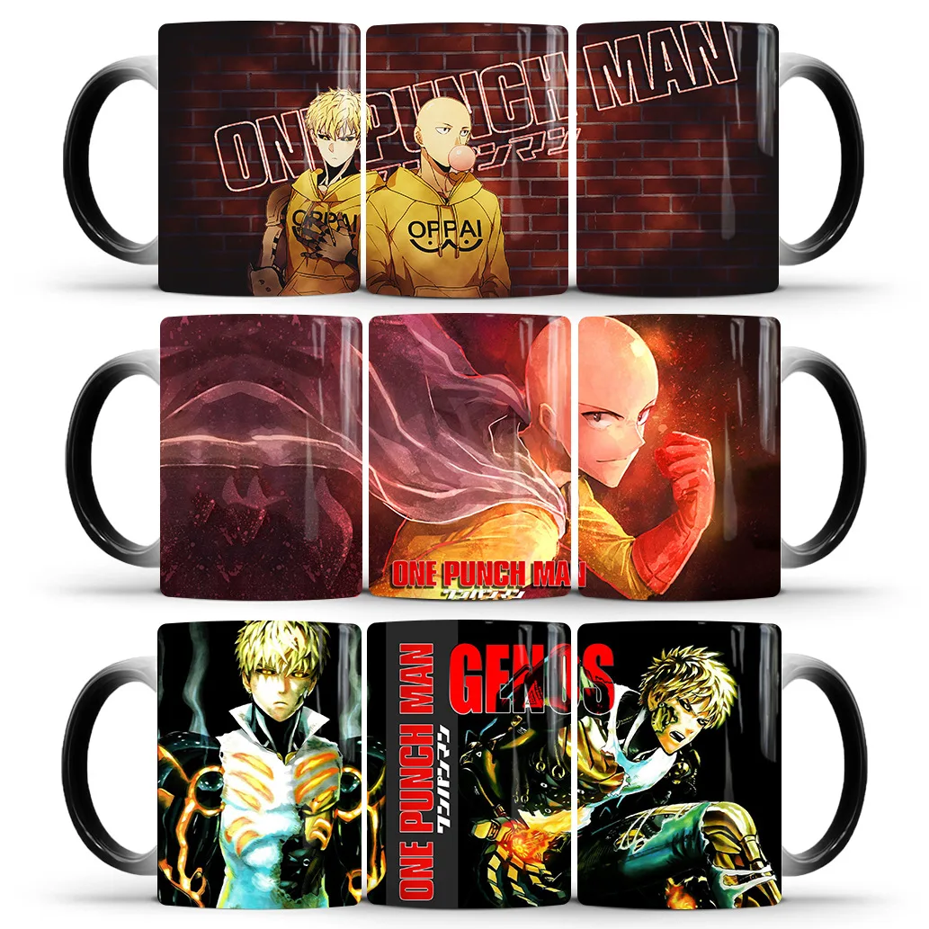 One Punch Man Color Changing Mug Anime Saitama Ceramic Magic Mug Heat Sensitive Coffee Cup Animation Water Tea Cups Drinkware