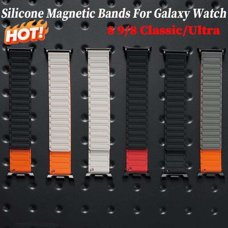Magnetische Silikonbänder für Samsung Galaxy Watch 8 9 40 44mm Ultra 2 Sportarmband Ersatz für Galaxy Watch 8 Classic Armband