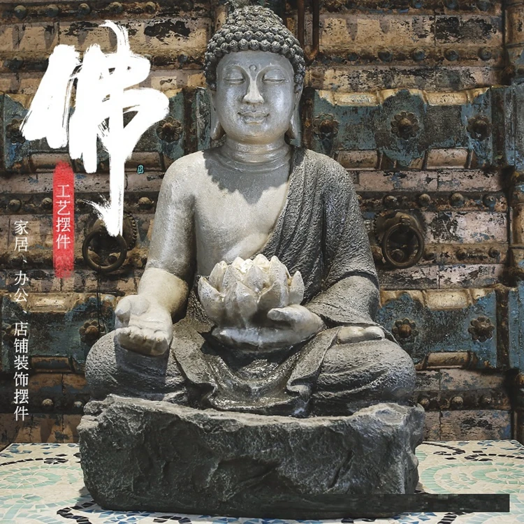 Meditation Garden Buddha Statue - Large outdoor statue with solar light, resin zen garden statue decorative sculpture