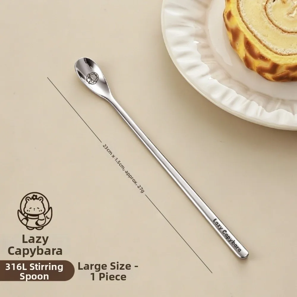316 Stainless Steel Stirring Spoon Cartoon Animal Long Handle Long Handle Spoon Slim Smooth Surface Mixing Spoon Coffee Stirring