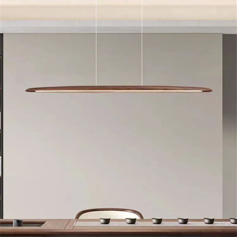 luzes pingente linear de madeira solida japonesa led mesa de jantar pendurada lampadas minimalista foyer long office bar counter iluminacao 01