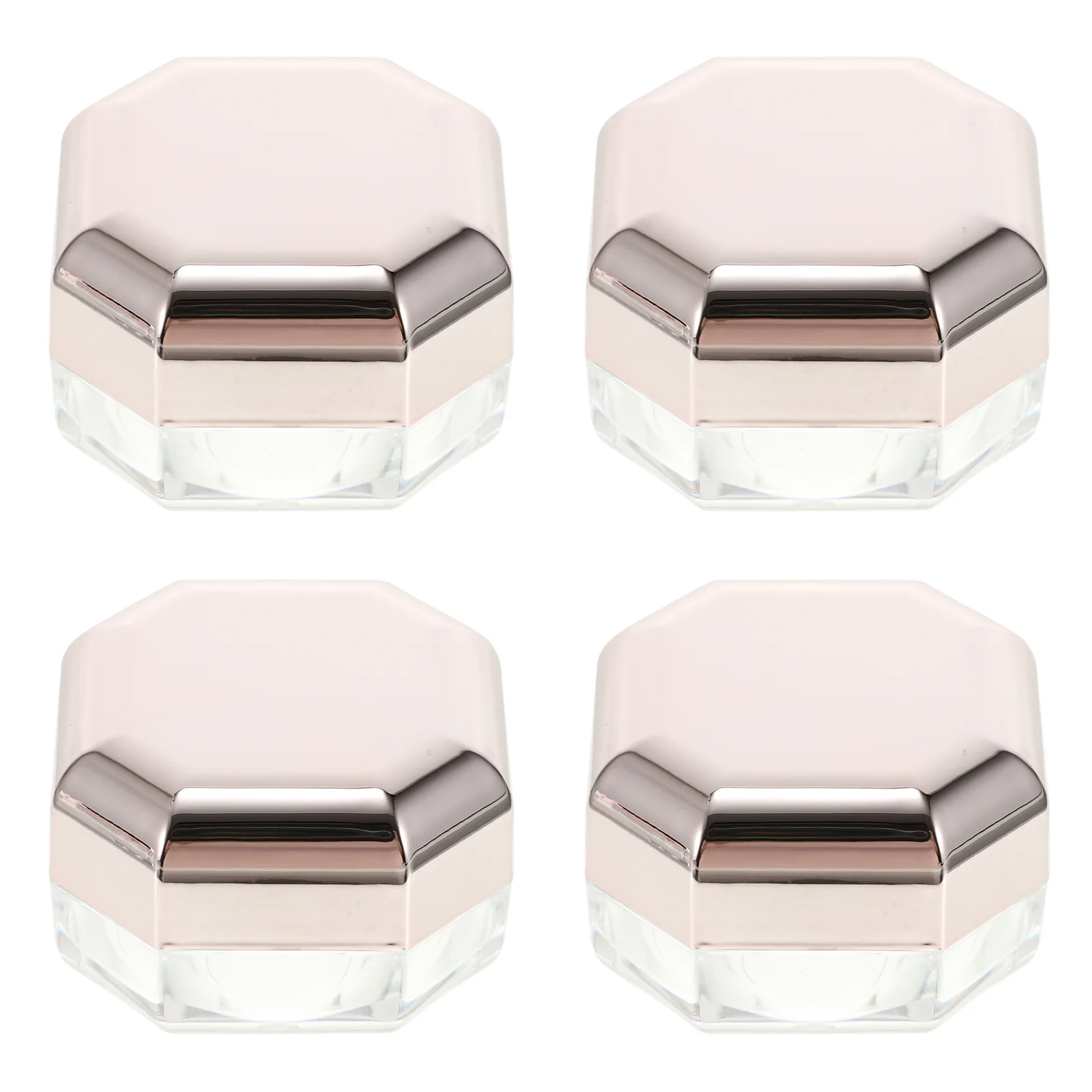 4Pcs Powder Case Set Rose Gold Strong Lightweight Empty Containers for Makeup Art Supplies Travel Home Organization