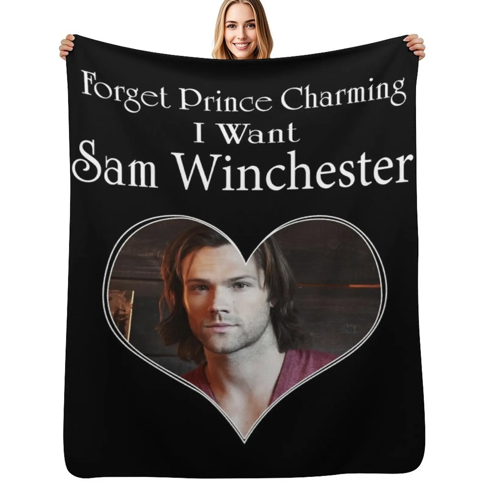 Forget Drince Chariming I Want Sam Winchester Throw Blanket Plush Decoratives Soft Plush Plaid halloween Blankets