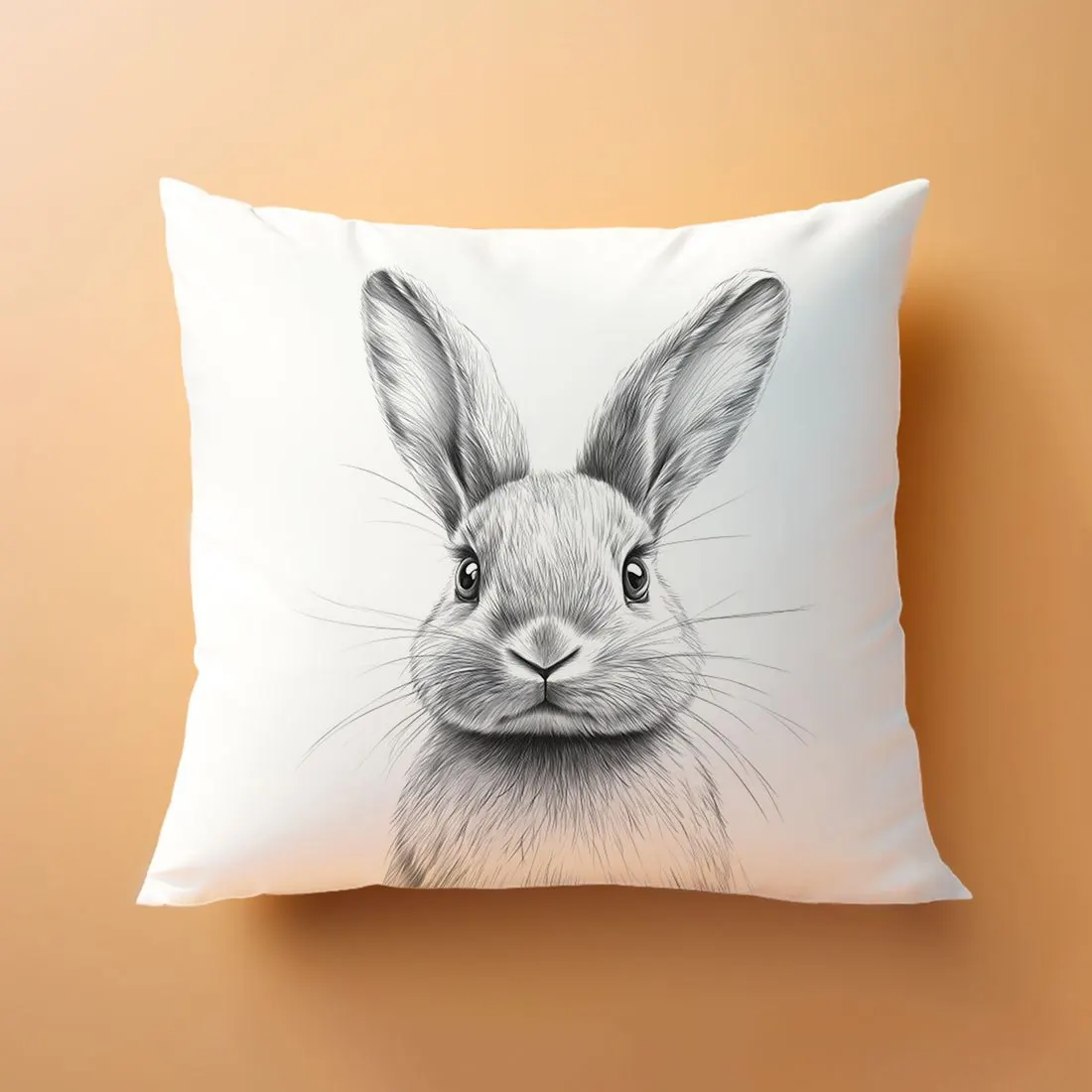 1pc Sketch Rabbit Printed Throw Pillow Cover, Suitable for Sofa,Bedroom,Living Room,Study Room,a Healing Gift for Rabbit Lovers.