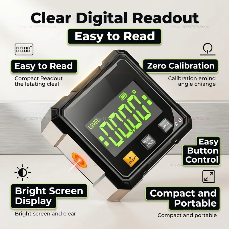 Digital Electronic Level Digital Angle Fnder 4*90 ° Magnetic Inclinometer Protractor Precision Level Box for Woodworking