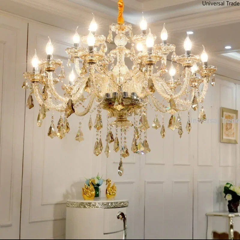 Luxury Crystal Chandelier Modern LED Cognac Hanging Lamp For Bedroom  Hotel Villa Decor Nordic Dining Table Haning Light