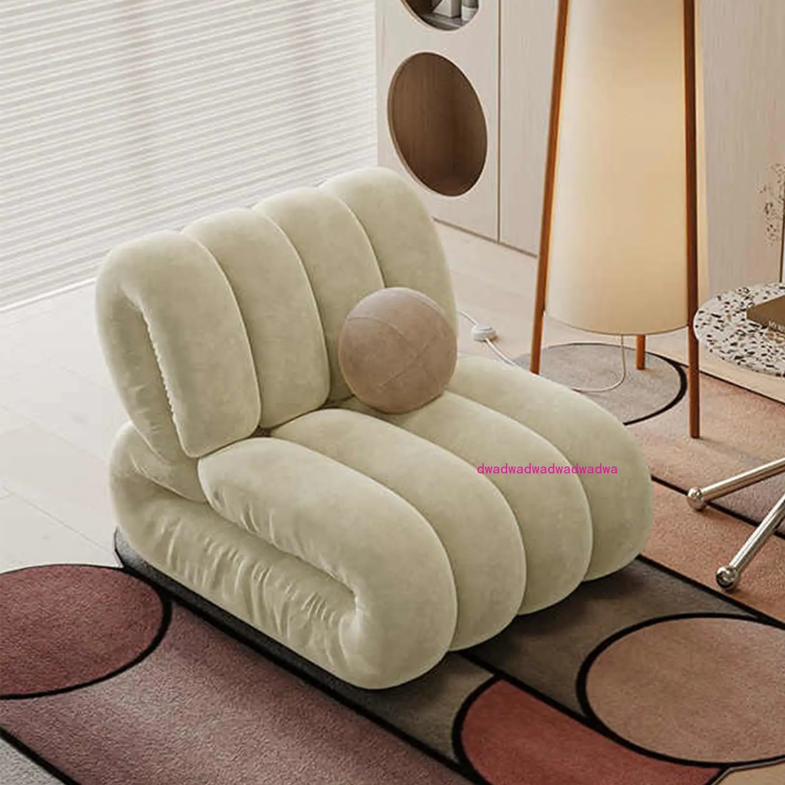 

Mid Century Accent Sofa Chair Fluffy Velvet Fabric Lounge Wide Upholstered Reading Chair for Living Room,Bedroom,Vanity