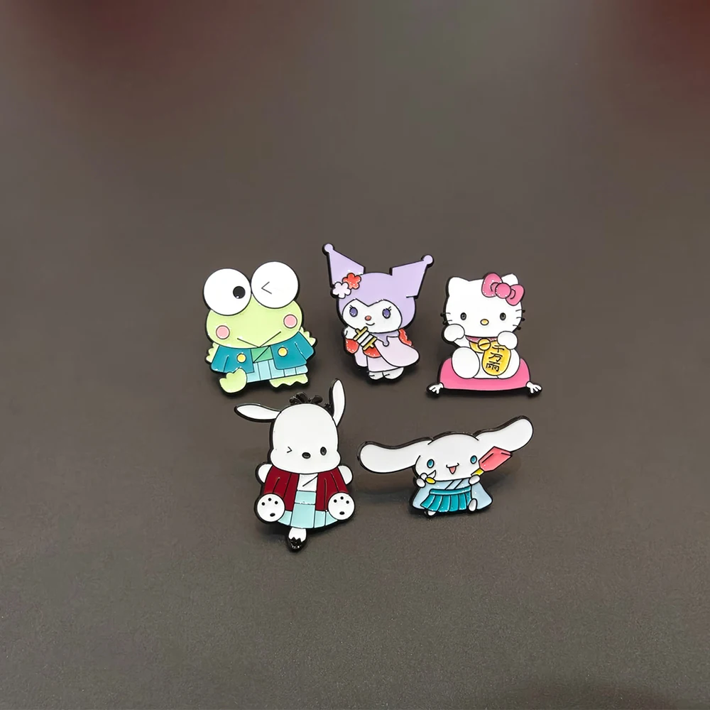 Kawaii Hello Kitty Cat Enamel Pins Cute Kuromi Kit Cat Cartoon Anime Metal Brooch Badge Fashion Jewellery Backpack AccessoryGift