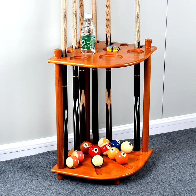 

High-End 8-Hole Fan-Shaped Solid Wood Pool Cue Rack Multicolor 8-Hole Floor-Standing Billiard Cue for Snooker & Billiard Balls