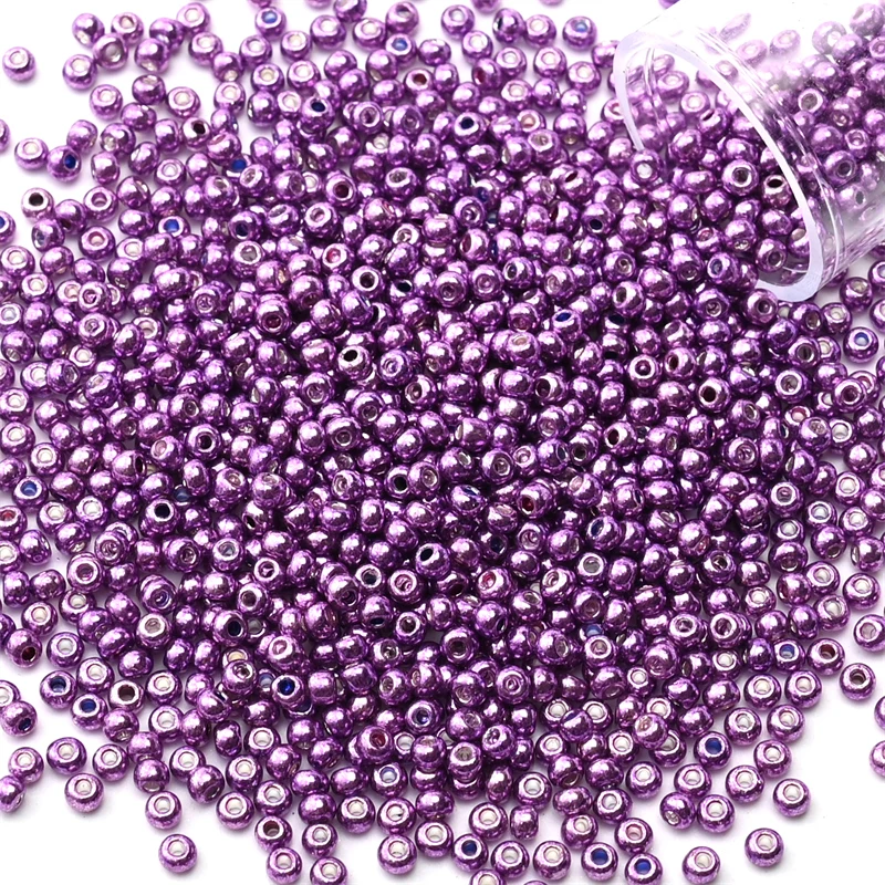 12 Gramm/Röhre, 2 mm, metallische Rocailles, japanische runde Glas-Rocailles für DIY-Handarbeit, Kleid, Schmuck, Nähen, 1200 Stück