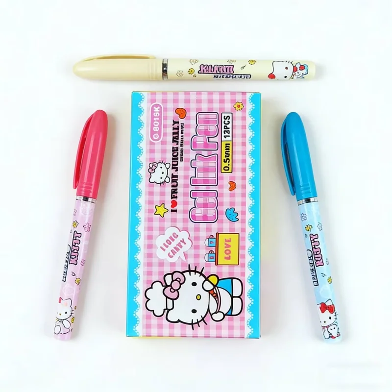 

36 шт./лот, милые гелевые ручки Kawaii Sanrio Kitty, черные чернила 0,5 мм, нейтральные ручки, подарочные канцелярские товары, офисные и школьные принадлежности