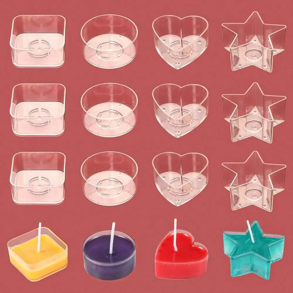 Forniture per la produzione di candele portacandele Tealight portacandele a forma di cuore stoppini per candele in plastica portacandele