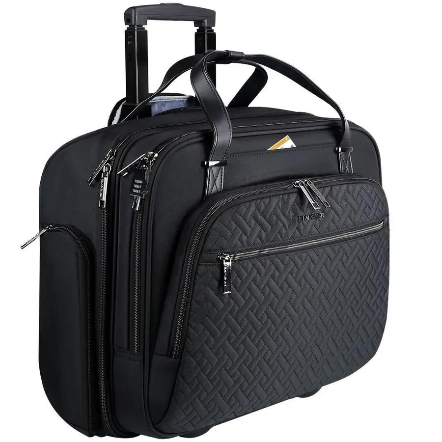 

Rolling Laptop Bag, 15.6 Inch Roller Briefcase with Wheel, Rolling Underaeat Computer Bag with WaterProof RFID Pockets for Trave