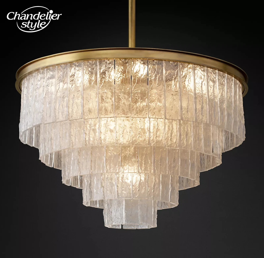 Glace Round Chandeliers Modern Vintage LED Tiers Glass Brass Chrome Lamps Lustre Living Room Farmhouse Indoor Lighting Fixture