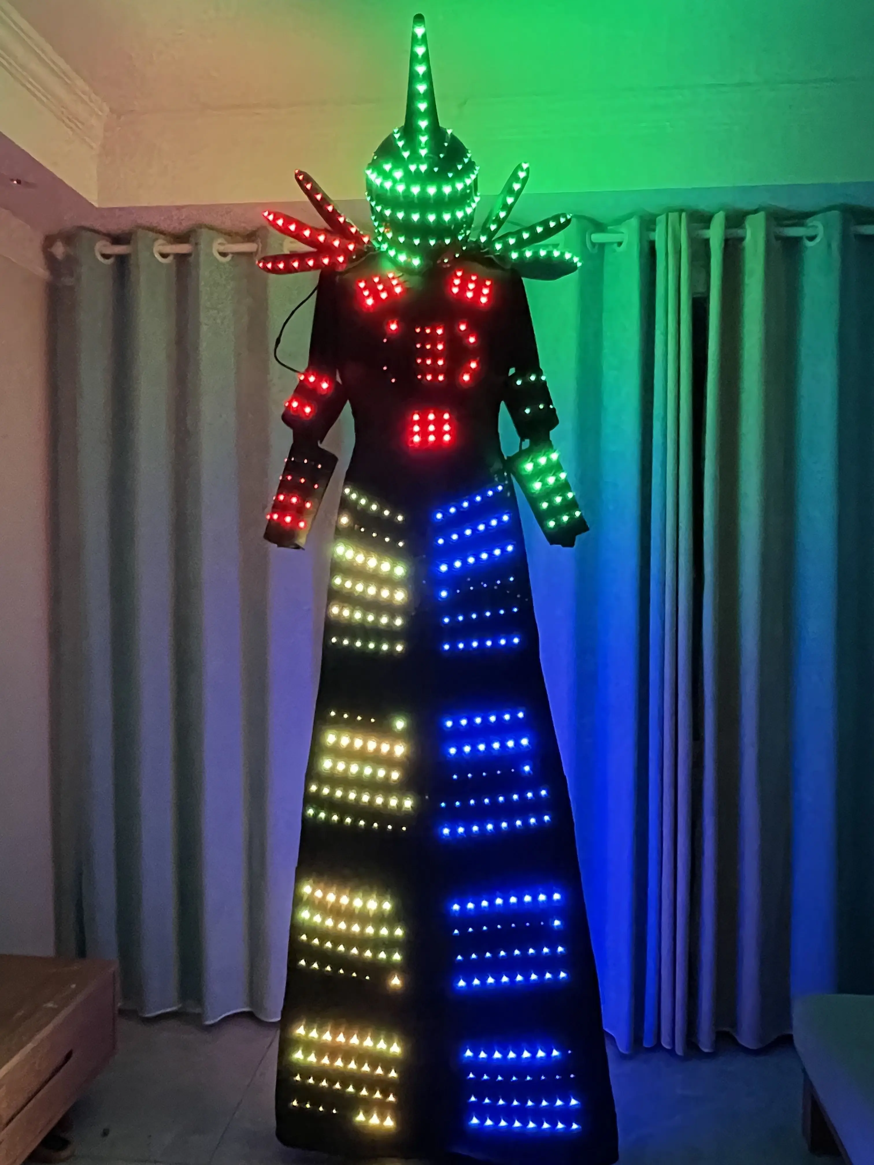 Cor digital de controle remoto led robô palafitas walker traje desempenho palco boate dj disfraz halloween mujer