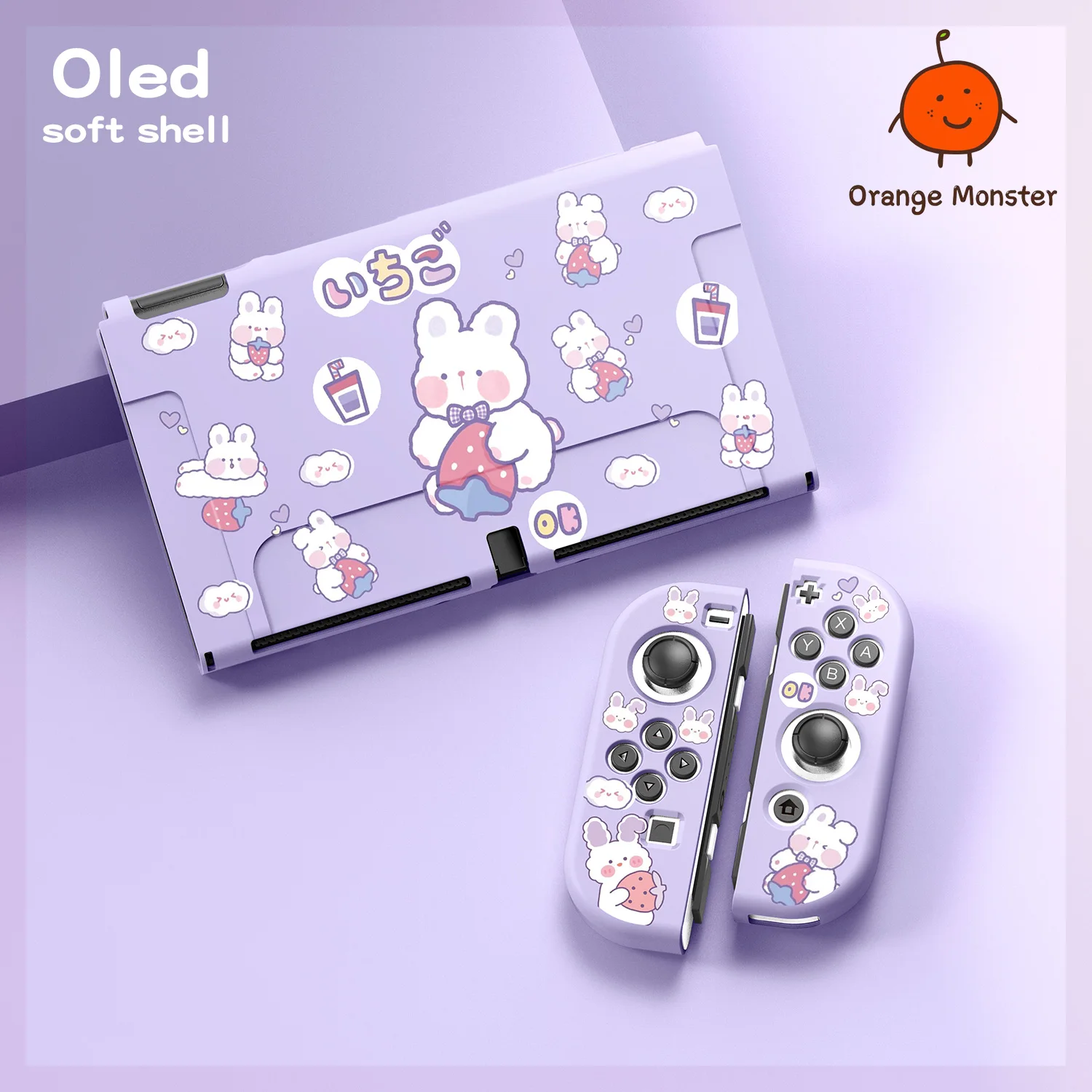 Cute Cartoon Rabbit Kawaii Soft Protective Cover For Nintendo Switch/Oled/Lite Decorative TPU Anti-drop Anti-slid Case