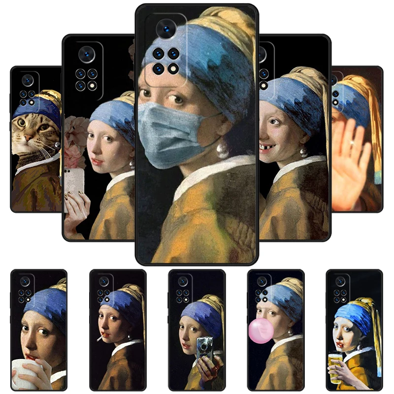 Girl With A Pearl Earring Phone Case For Redmi Note 11 EPro 11S 10T 9S Promax 8 Pro Xiaomi Mi 11 12X 12S Ultra Cover