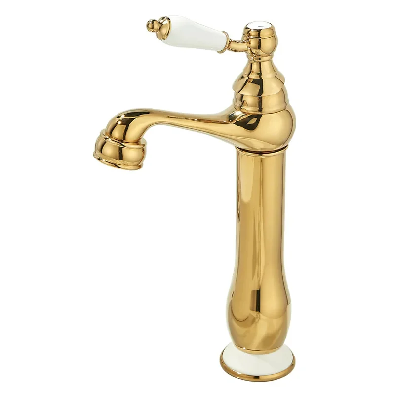 

Retro all-copper single-handle washbasin upper basin faucet washbasin ceramic handle French washbasin hot and cold faucet