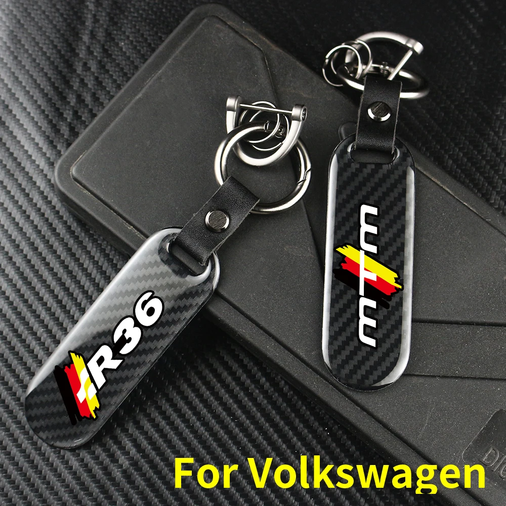 

Carbon Fiber Car Keychain Key Chain Pendant Keyring Horseshoe Buckle For VW GOLF PASSAT POLO JETTA CADDY MTM Auto Accessories