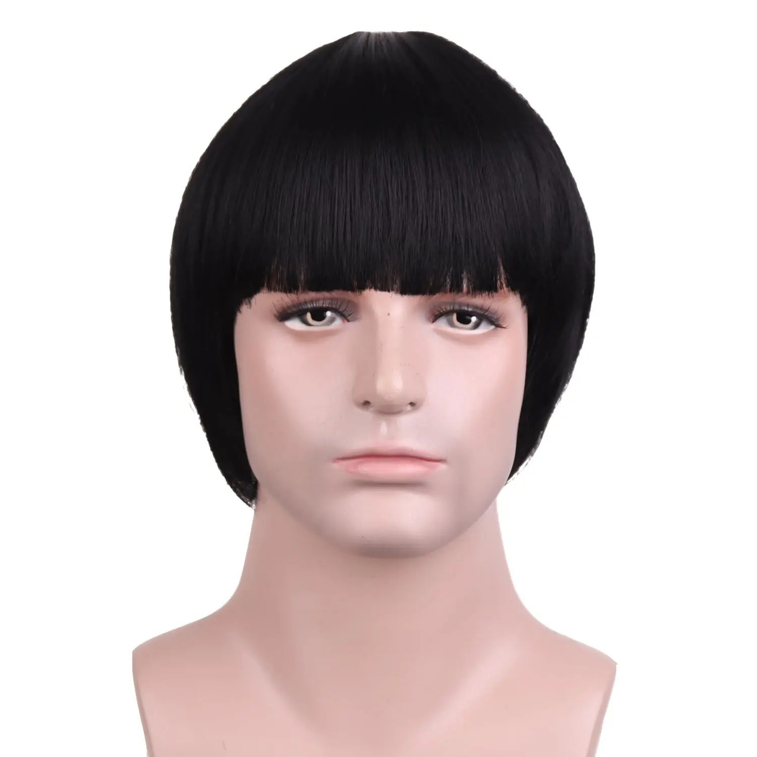 قصيرة الفطر قطع شعر مستعار للرجال 60s-80s شعر مستعار مسطح خمر فيلم حفلة الهالوين ناقلات زي شعر مستعار أنيمي