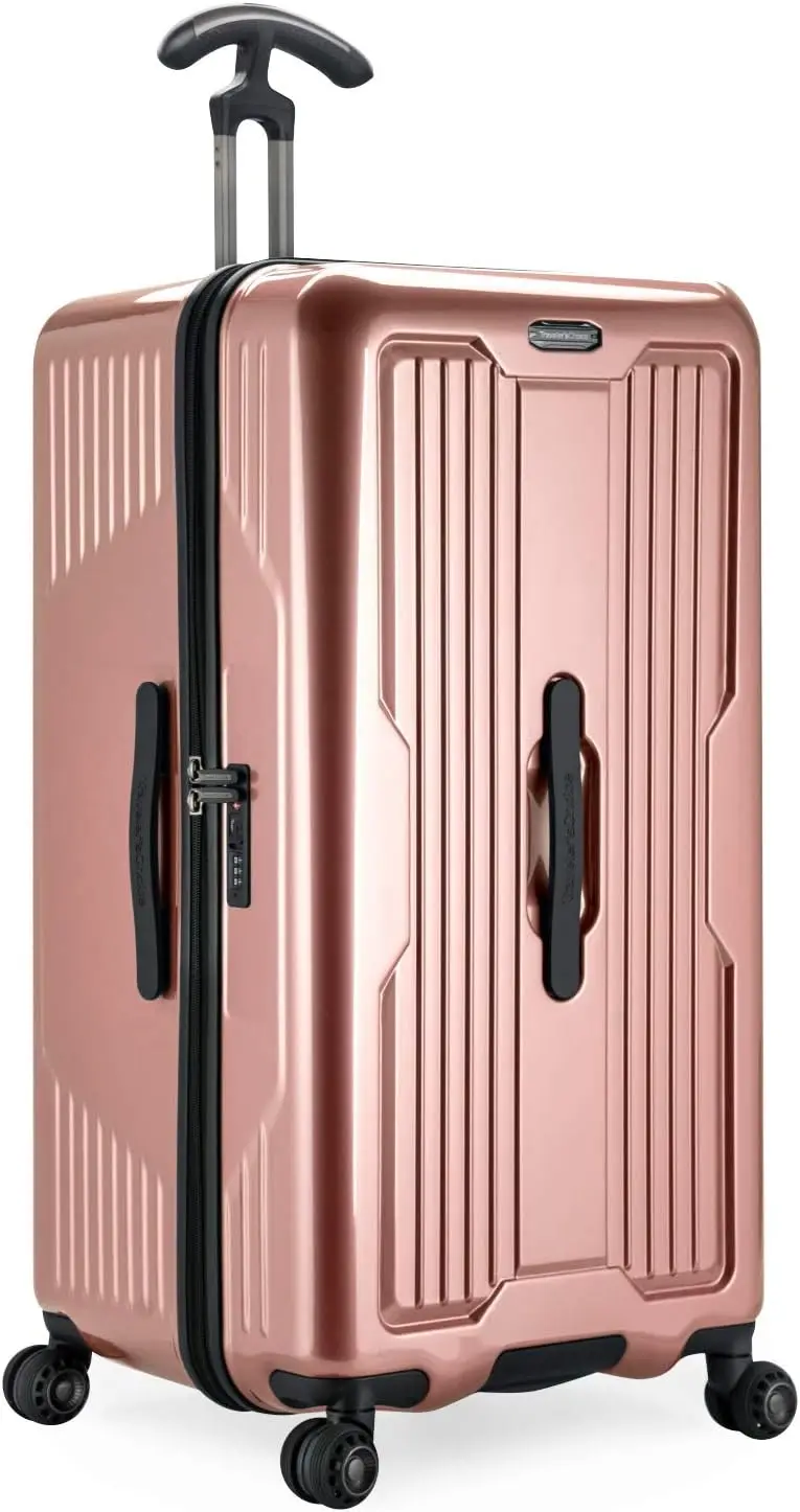 

Жесткий чемодан на колесиках с вращающимися колесами, розовый, 31 дюйм, большой, из поликарбоната