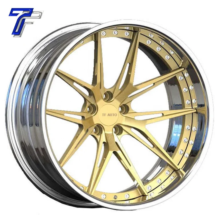 Deep Dish 22x10J Chrome Gold Barrel Forged Car Alloy Wheels for Porsche 5x115