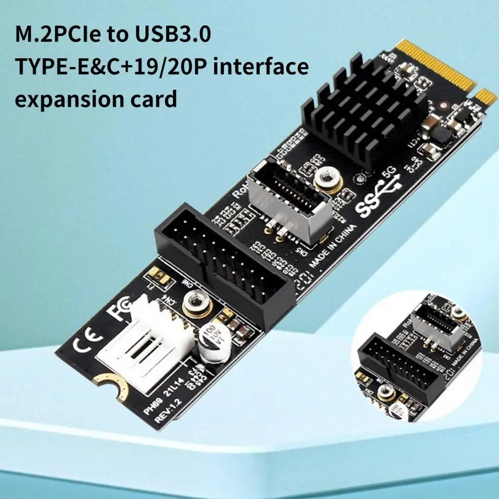 

Expansion Card Anti-interference Small 4Pin Universal M.2 M KEY PCI-E to USB3.1 TYPE-C 19/20PIN Riser Card for Computer