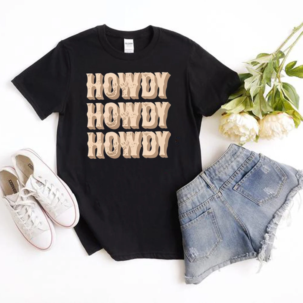 

Howdy T Shirt Western Shirt for Women Vintage Cowboy T-Shirt Cowgirl T-shirt Short Sleeve Graphic Tees Retro Streetwear Top