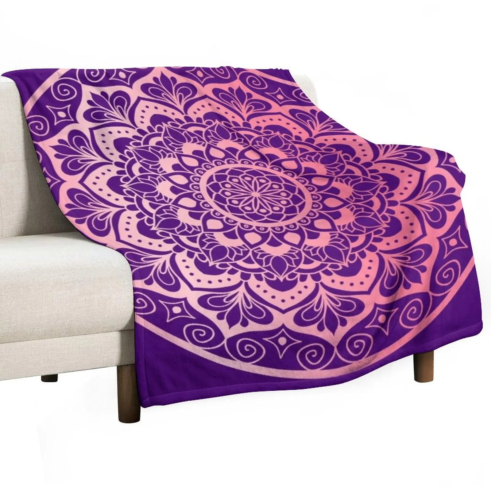 

Rose Gold and Purple Circle Mandala Medallion Throw Blanket Decorative Beds blankets and throws Blankets