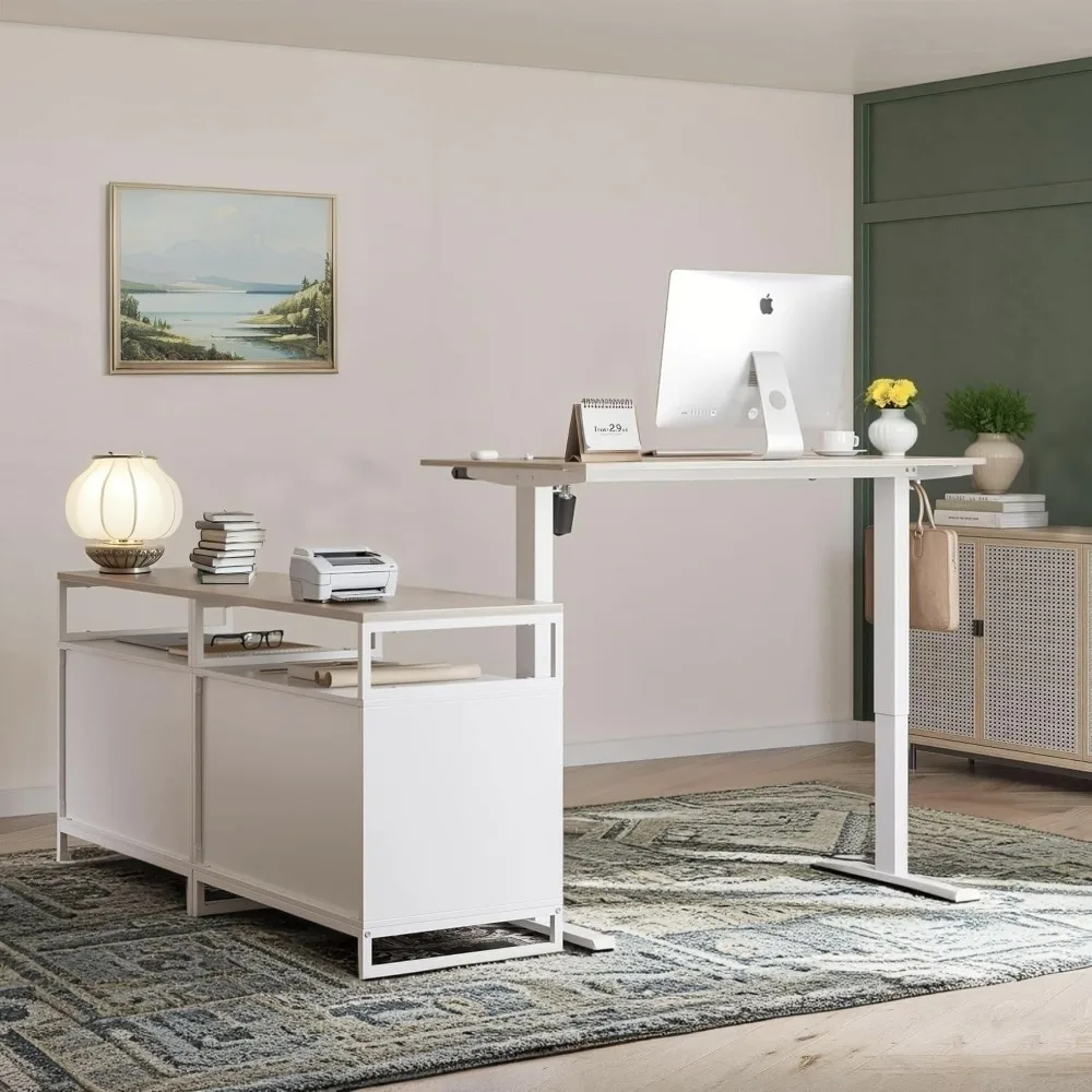 

Executive Standing Desk, L Shaped Standing Desk with Storage, Executive Desk Height Adjustable