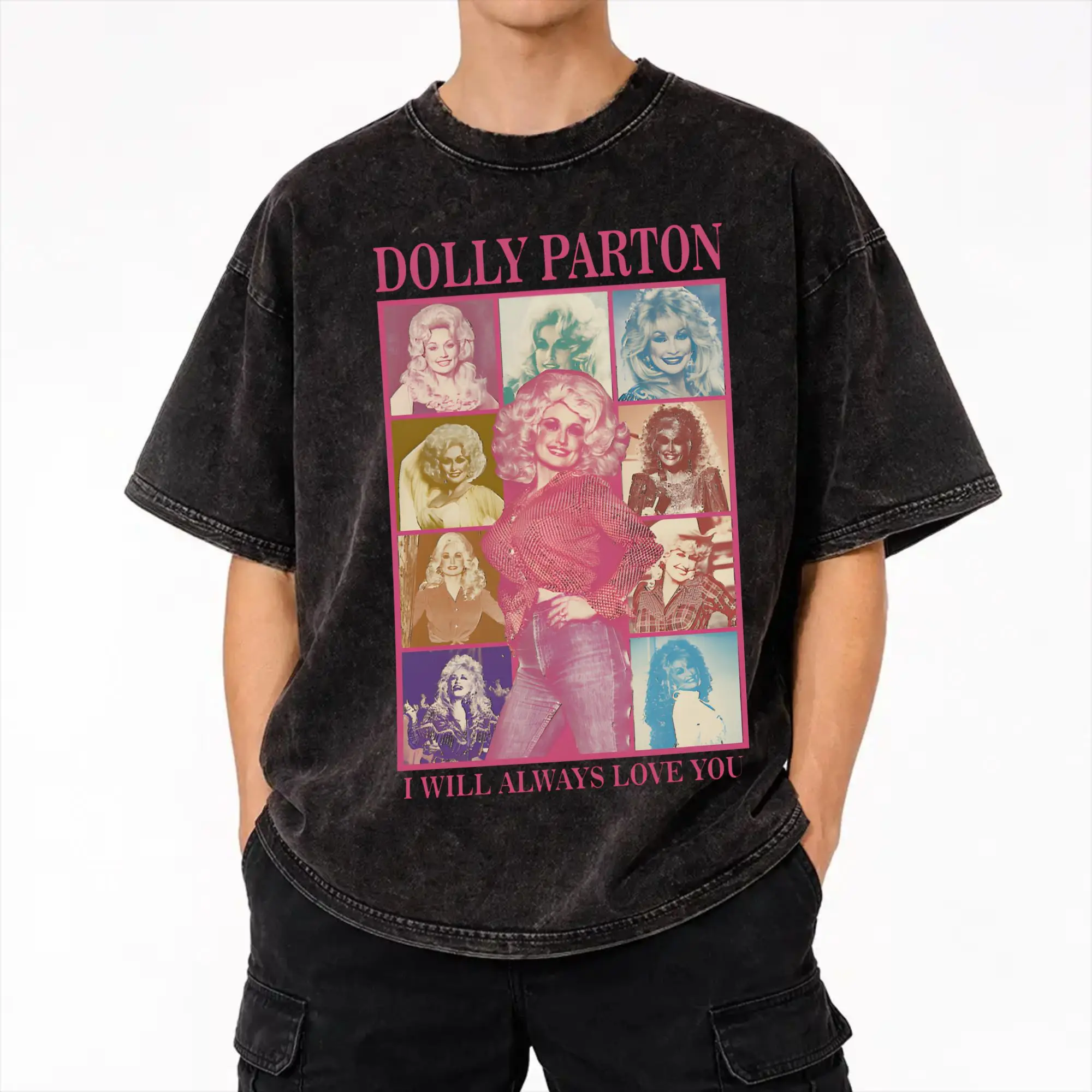 Printed RIP Dolly Parton Washed Shirts Outfit Harajuku T-Shirt  for Men Women Tees
