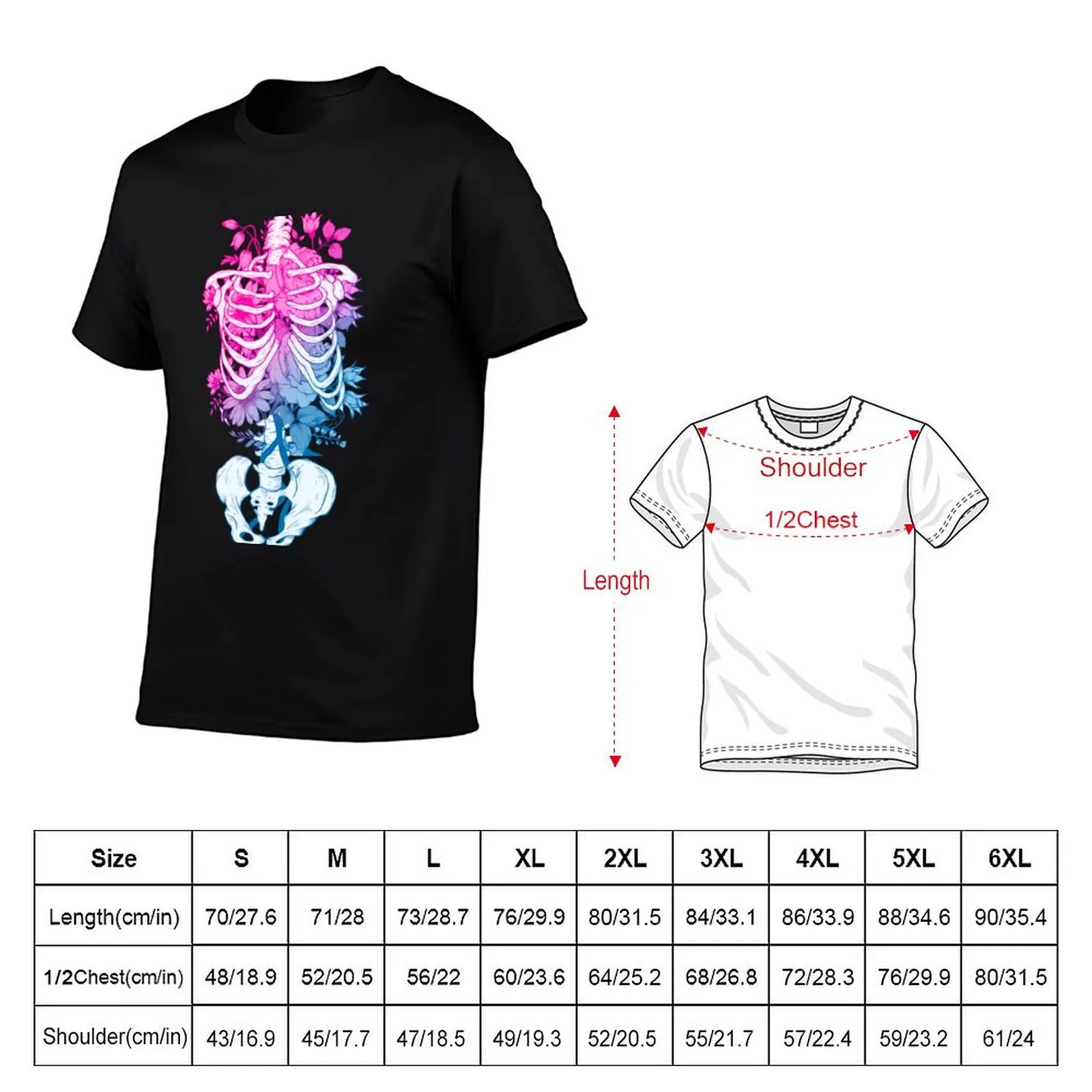 Gothic Flower and Bones T-Shirt All Weather Casual Short Sleeve